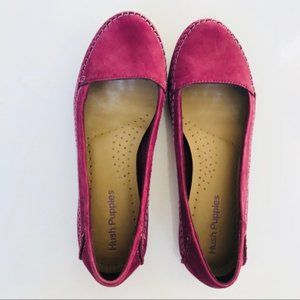 Hush Puppies slip on magenta suede shoes slip ons